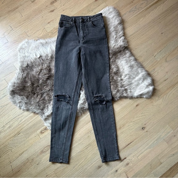 ASOS Denim - ASOS Distressed Washed Black / Dark Gray Skinny Jean - Size 28